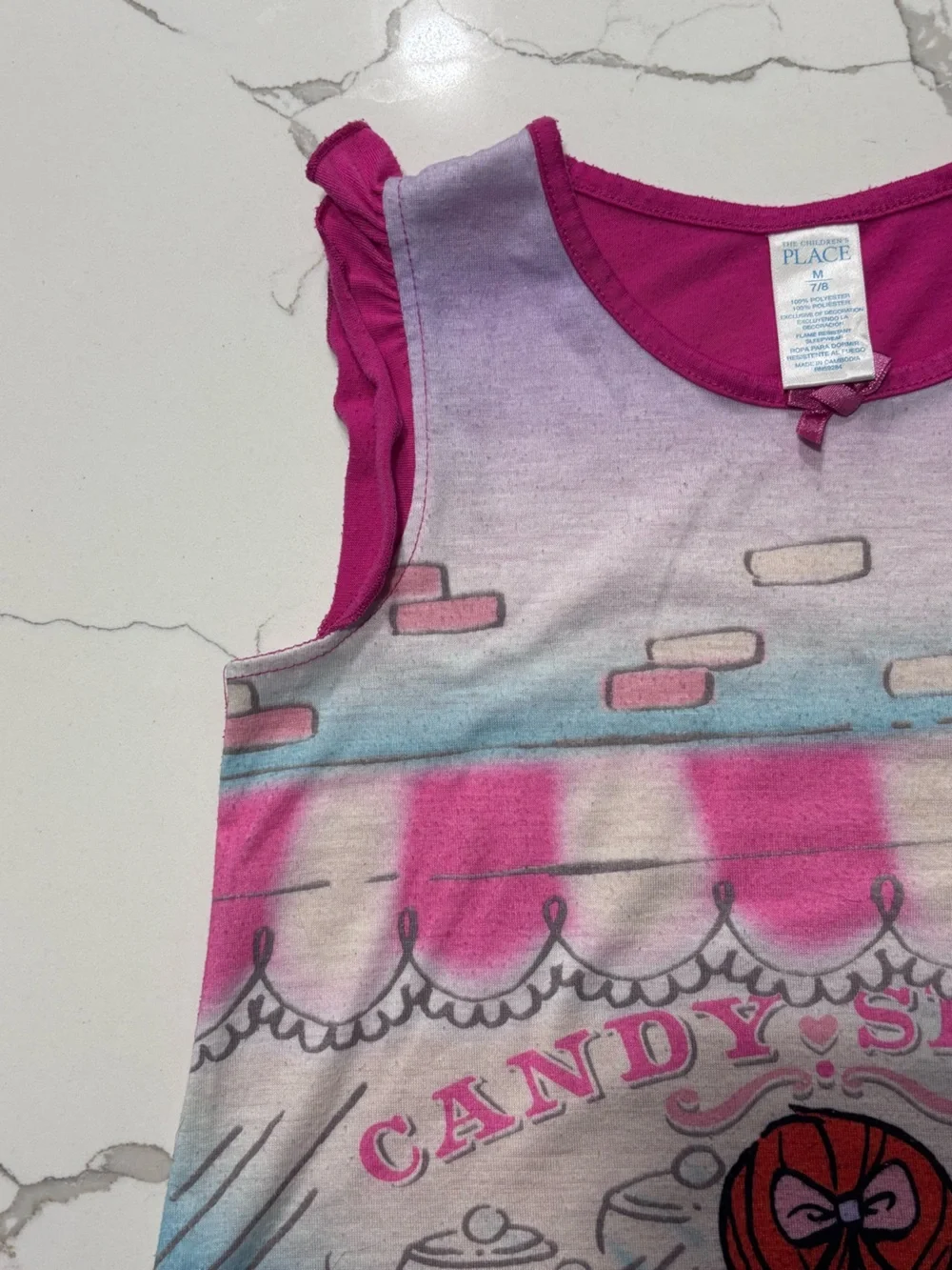 The Children’s Place Girls Pink Blue Sleeveless Nightgown Pajamas Pjs 7/8